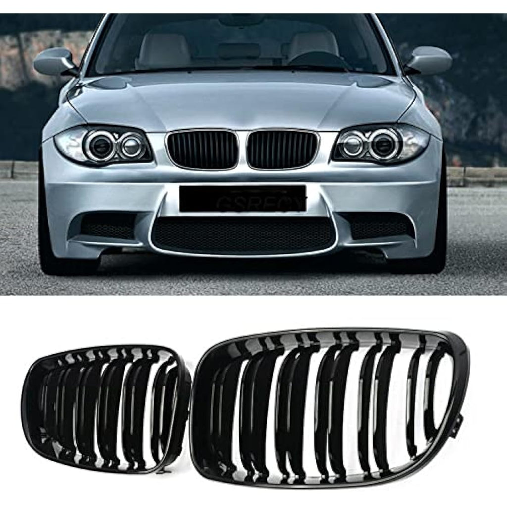 Gloss Black Dual Slat Front Kidney Grille for BMW 1 Series