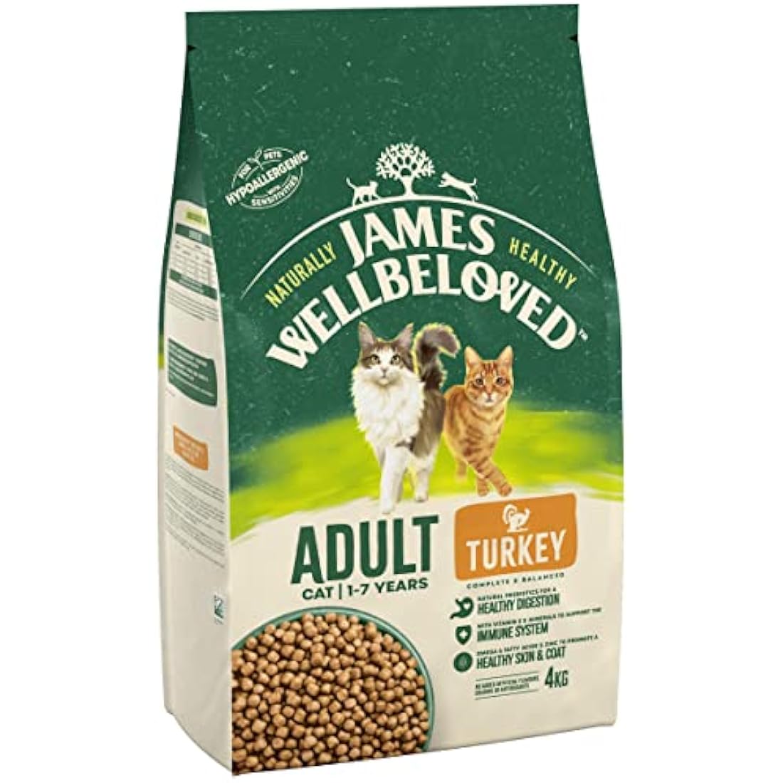 James Wellbeloved Turkey Hypoallergenic Dry Cat Food - 4kg Bag