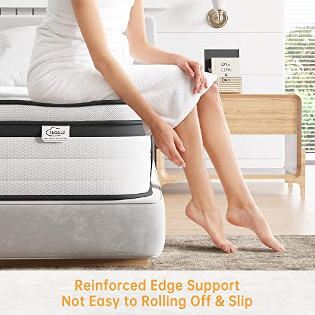TeQsli 3FT Single Hybrid Mattress | Gel Memory Foam & Pocket Sprung