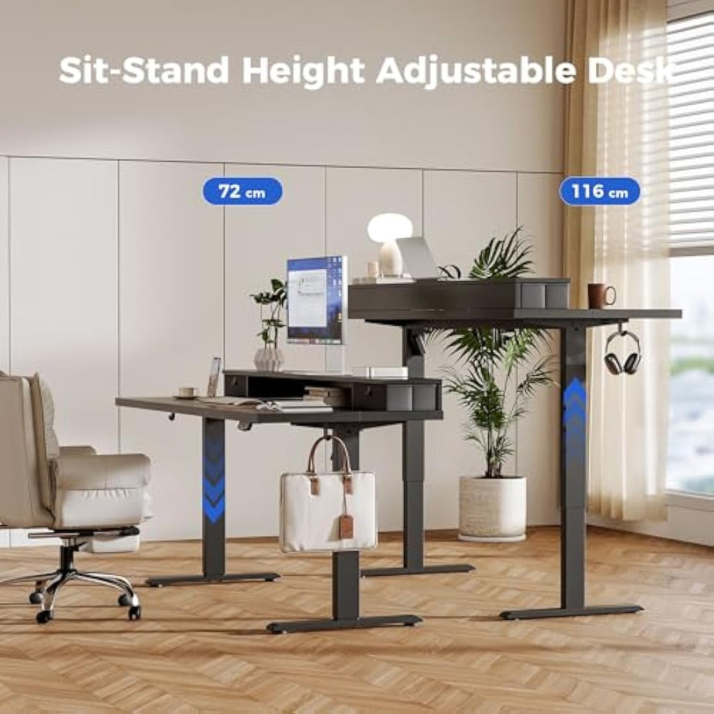 Agilestic Electric Standing Desk - 120x60cm Sit Stand Desk with 2 Drawers