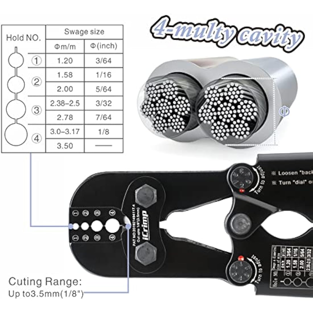 iCrimp Hand Swage Wire Rope Crimping Tool with Built-in Cable Cutter