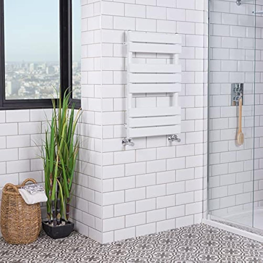 Jolof Store White Flat Panel Heated Towel Rail Radiator - 800 x 500mm