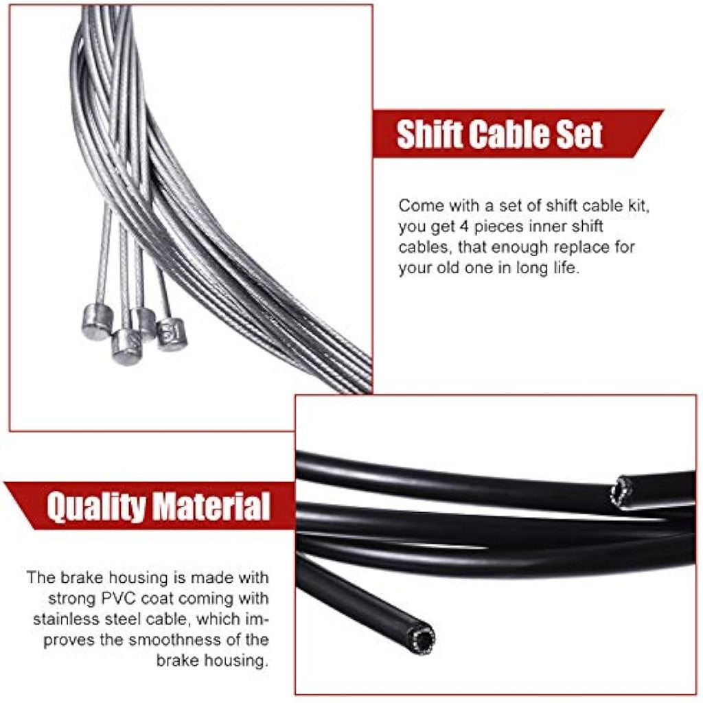 Bike Brake & Gear Shifter Cable Kit – Universal PVC Black