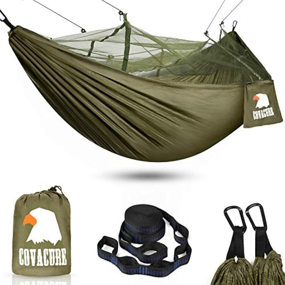 COVACURE Camping Hammock with Mosquito Net | Ultralight Parachute Nylon