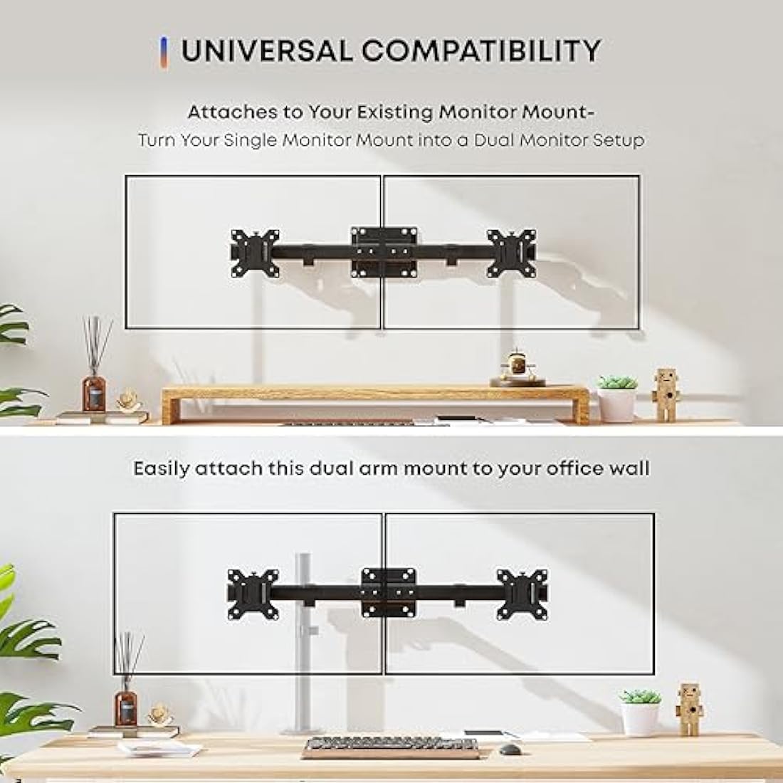 Dual Monitor Wall Mount – VESA Adapter for 13-27" Displays