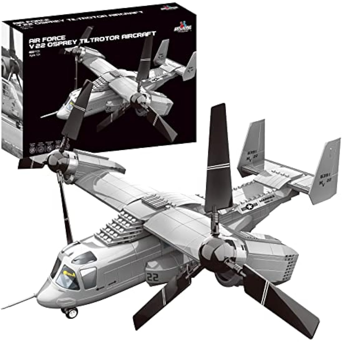 APOSTROPHE Games V-22 Osprey Tiltrotor Aircraft Building Block Set – 460 Pcs