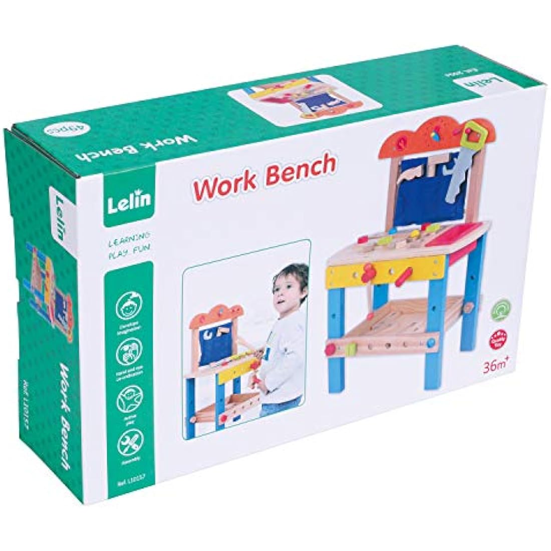 Lelin Wooden Workbench Toy Set – Kids Pretend Play DIY Tool Bench
