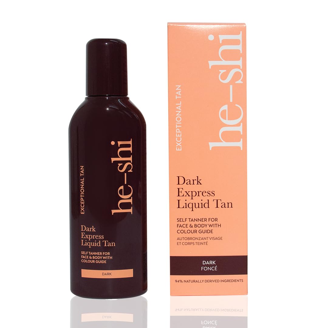 He-Shi Express Liquid Dark Self Tan – Quick Dry Vegan Bronzing Formula