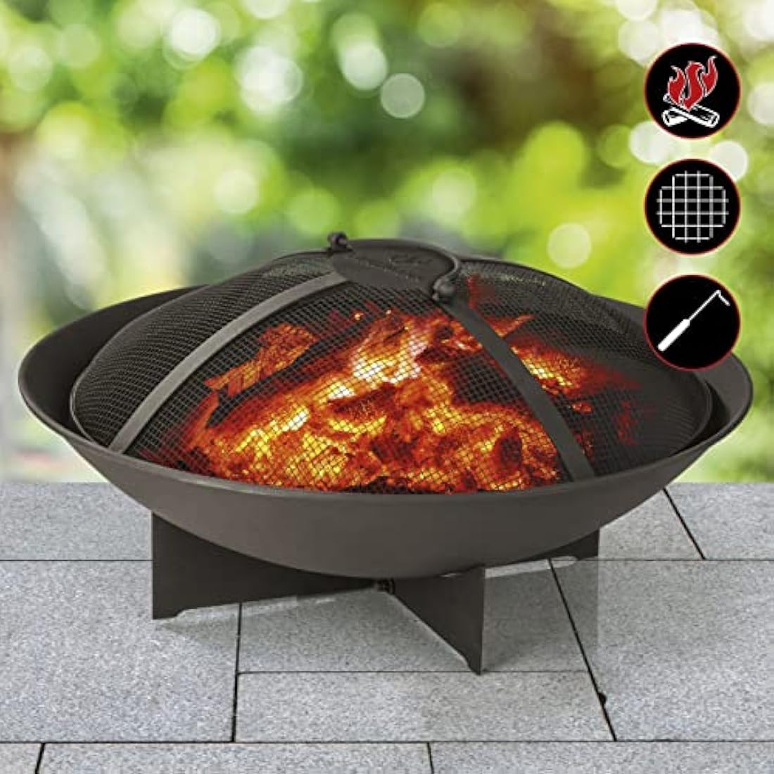 Landmann Fire Basket – 60.5cm Steel Fire Pit with Spark Guard