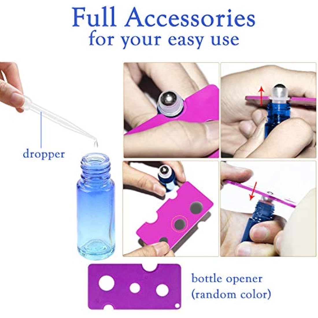10-Pack Rainbow Glass Roller Bottles for Essential Oils