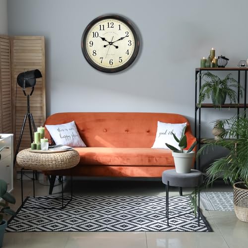 DIYZON 16 Inch Large Wall Clock | Silent Non-Ticking Vintage Quartz