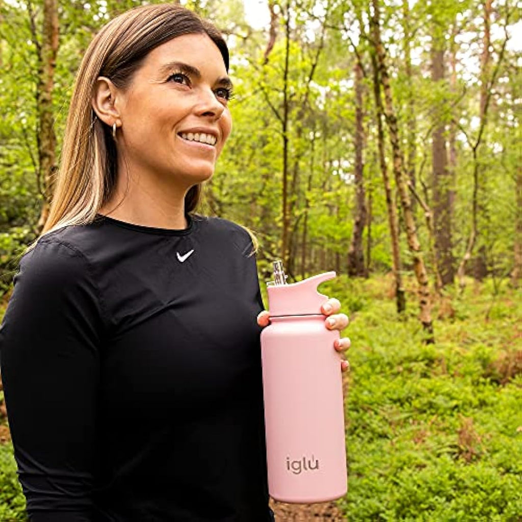 iglu 1L Insulated Water Bottle – Stainless Steel with Straw Lid