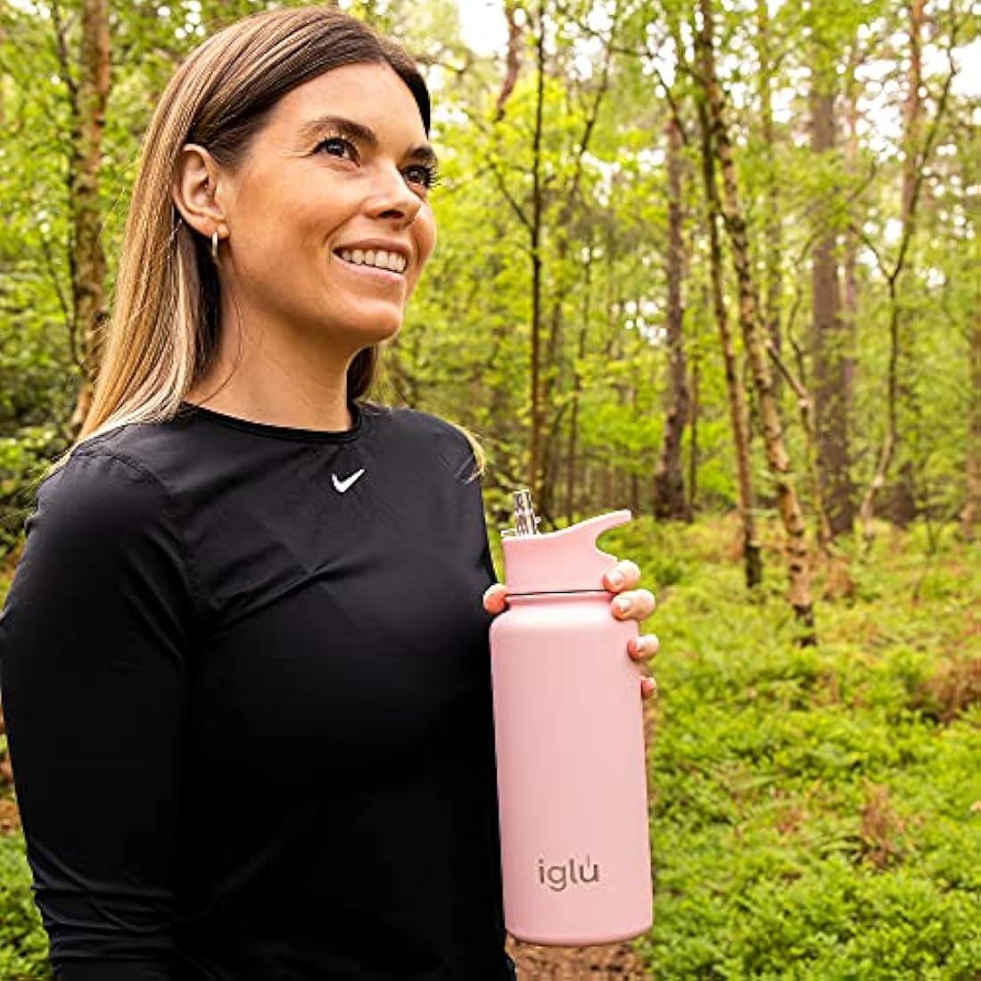 iglu 1L Insulated Water Bottle – Stainless Steel with Straw Lid