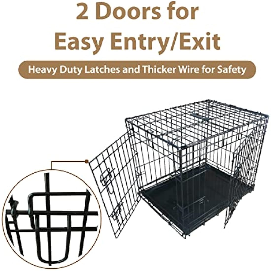 Ellie-Bo 36-inch Folding Dog Crate | 2-Door Metal Cage with Tray