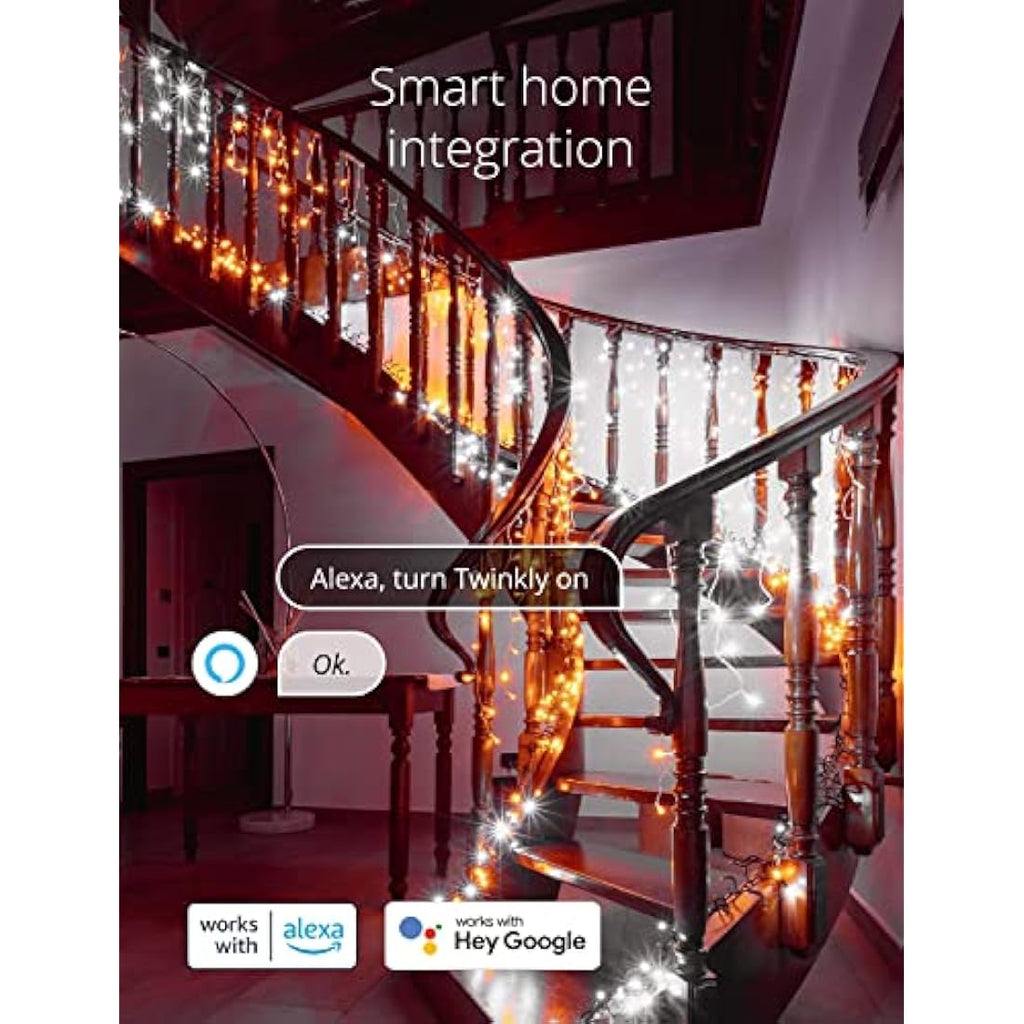 Twinkly Icicle 190 LED Smart White Cascade Lights | App Controlled