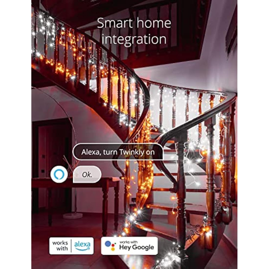 Twinkly Icicle 190 LED Smart White Cascade Lights | App Controlled