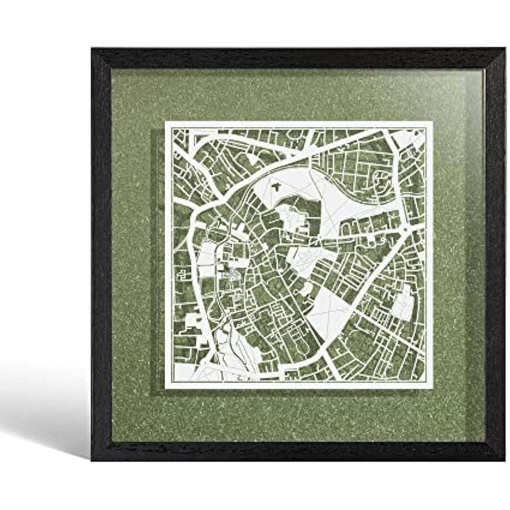 Cambridge Paper Cut Map Art | Jolof Store Framed Wall Decor, 9x9
