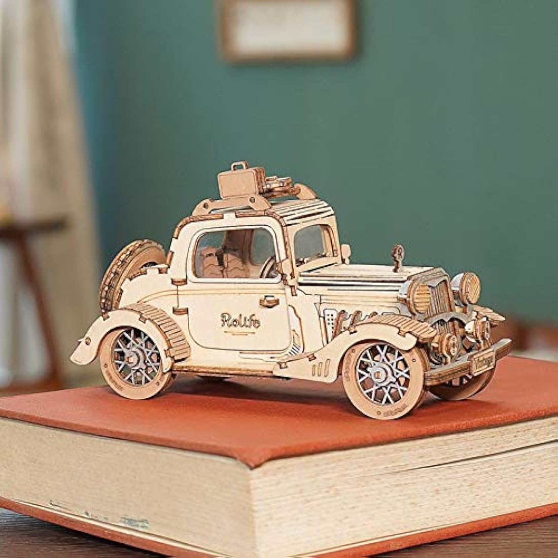 Rolife 3D Wooden Puzzle - DIY Vintage Car Model Kit for Adults