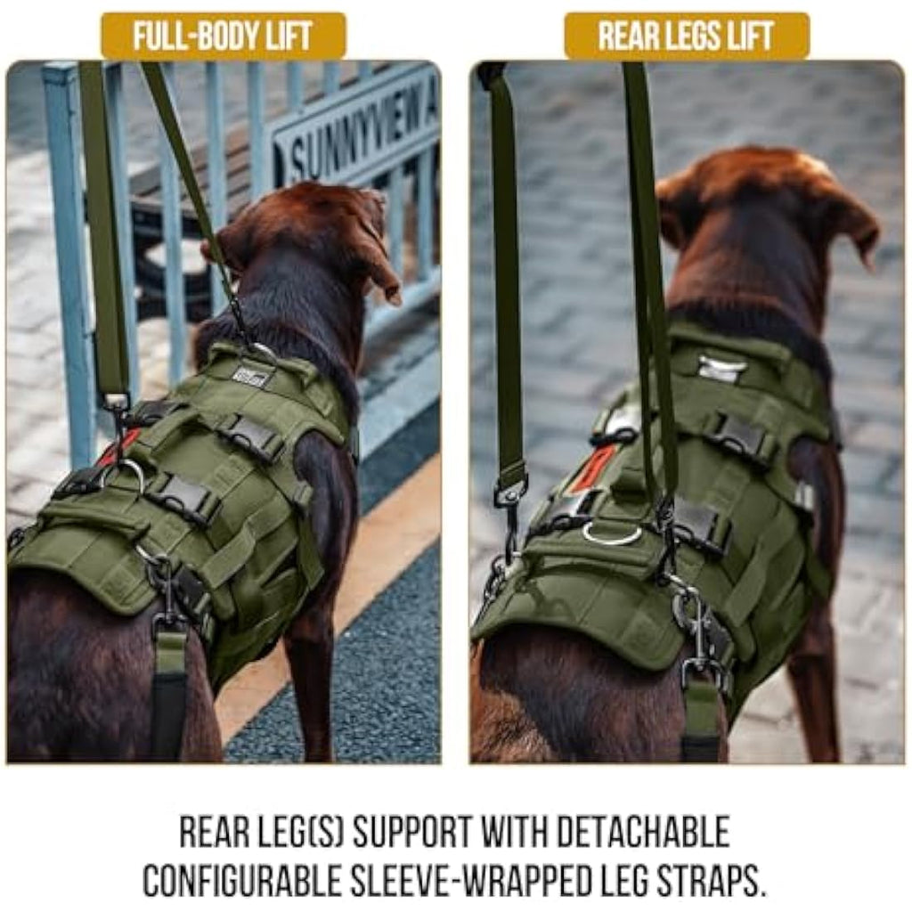 OneTigris Dog Lift Harness | Large Mobility Support Vest – Olive