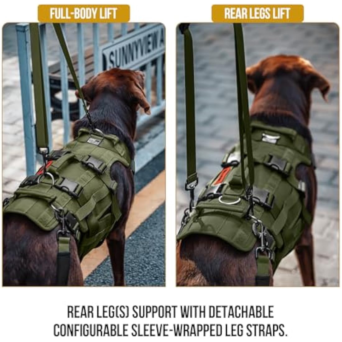 OneTigris Dog Lift Harness | Large Mobility Support Vest – Olive