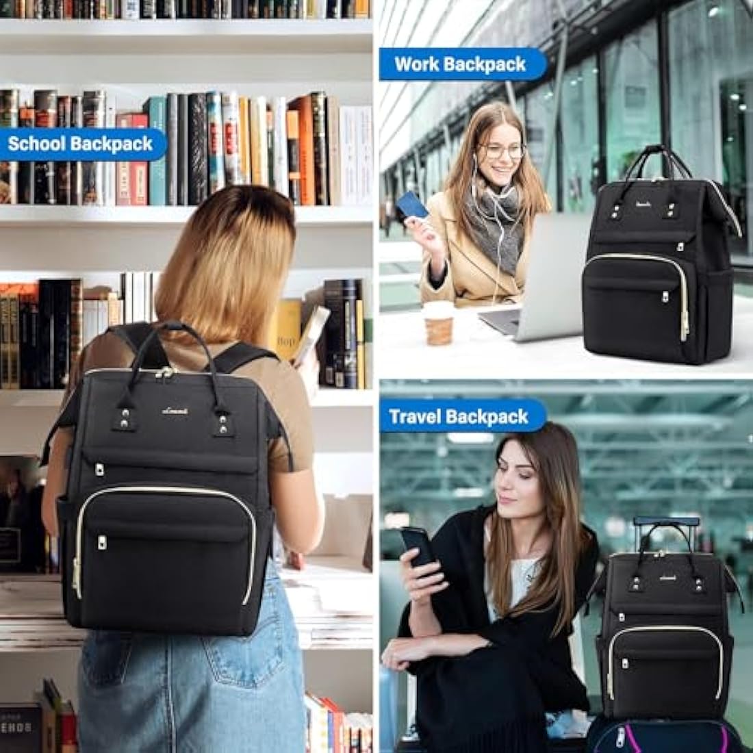 LOVEVOOK Laptop Backpack 15.6 Inch - Waterproof Travel Bag with USB Port