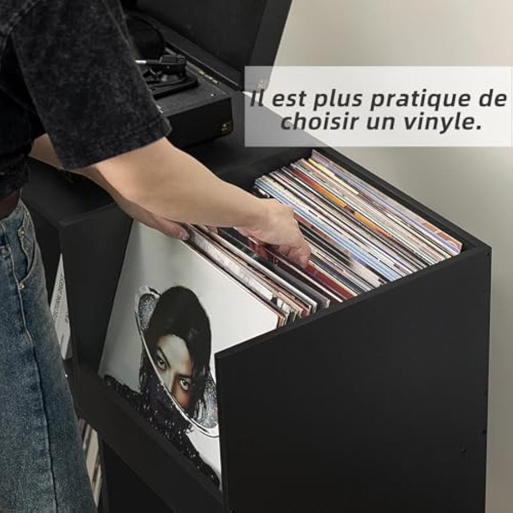 Jolof Store Large Wooden Vinyl Record Stand – 300 Album Storage Cabinet