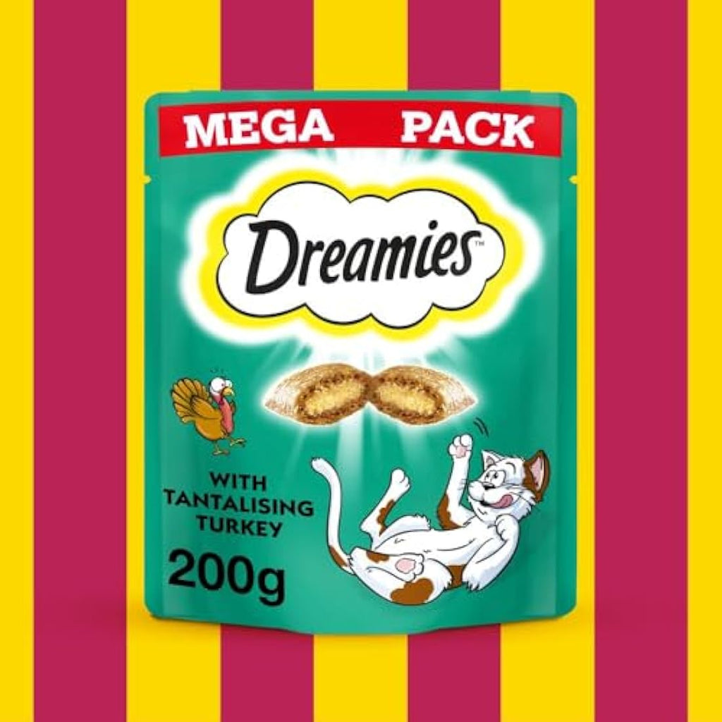 Dreamies Turkey Cat Treats Mega Pack – 6 x 200g Crunchy Biscuits