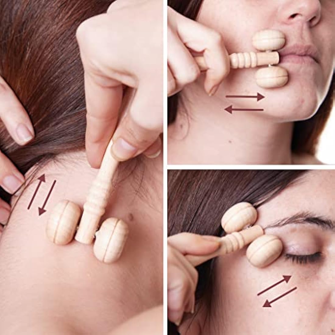 BICTIVE Wood Therapy Face Roller and Gua Sha Set | 6-Piece Facial Tools
