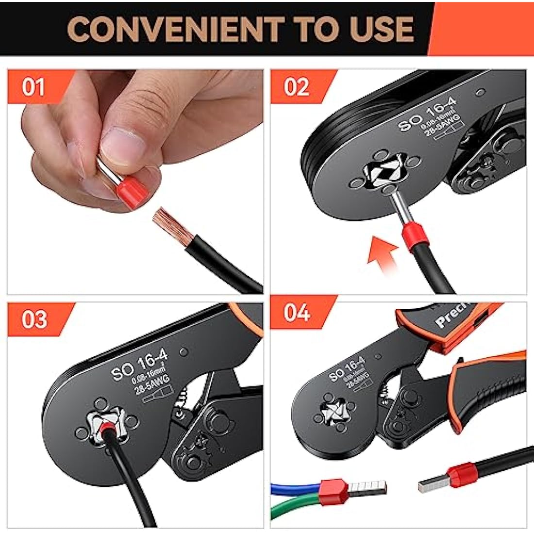 Preciva Ferrule Crimping Tool Kit | 0.08-16mm² Ratchet Plier with 1200pcs