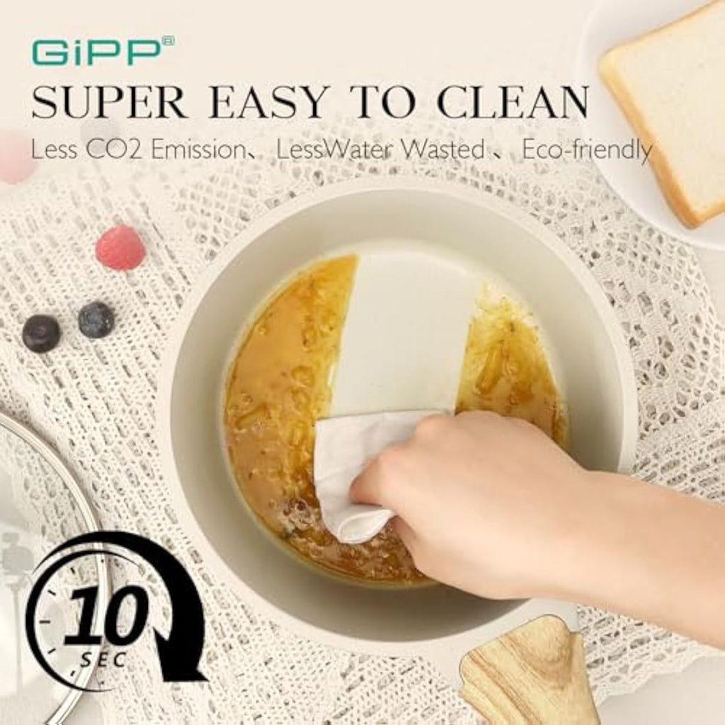 GiPP Nonstick Granite Sauce Pan with Lid – 3.6L Induction Pot, White