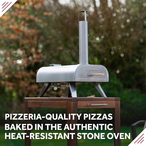 George Foreman 12 Inch Wood Fired Pizza Oven | Portable Stainless Steel