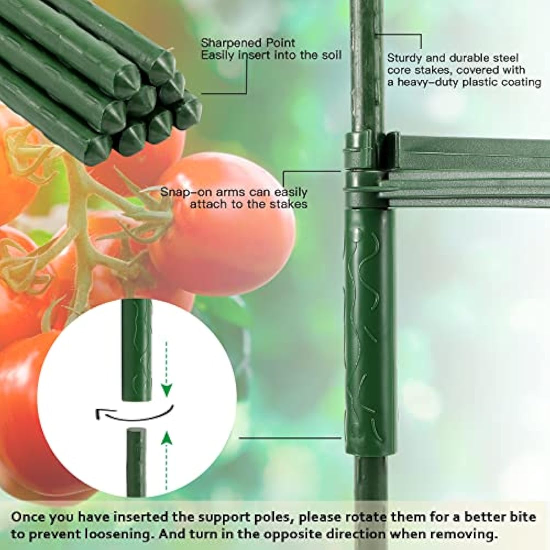 SZMDLX 48" Tomato Cage 3-Pack | Adjustable Iron Garden Plant Support