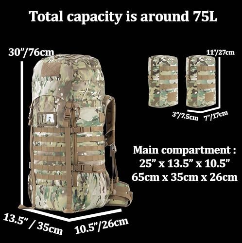 BACKFERRY 75L Tactical Backpack | Internal Frame & MOLLE System