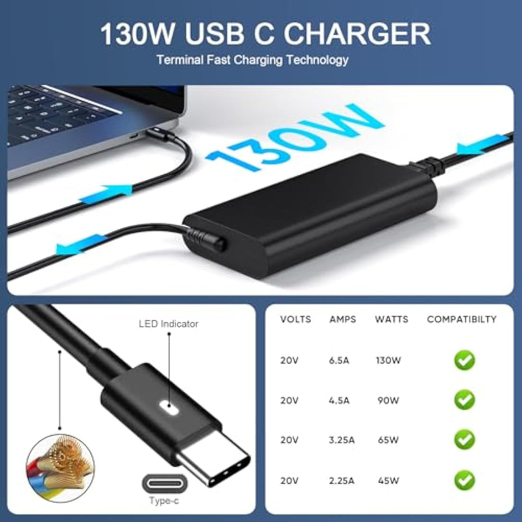Dell 130W USB C Laptop Charger for XPS 15 17, Precision & Latitude