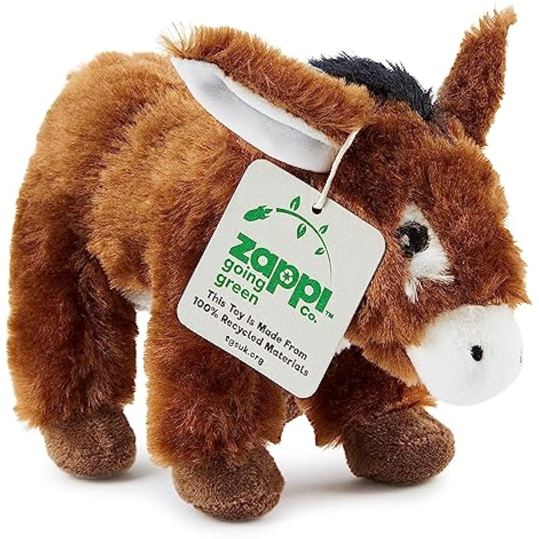 Zappi Co Recycled Plush Donkey Toy | 21cm Eco-Friendly Stuffed Animal