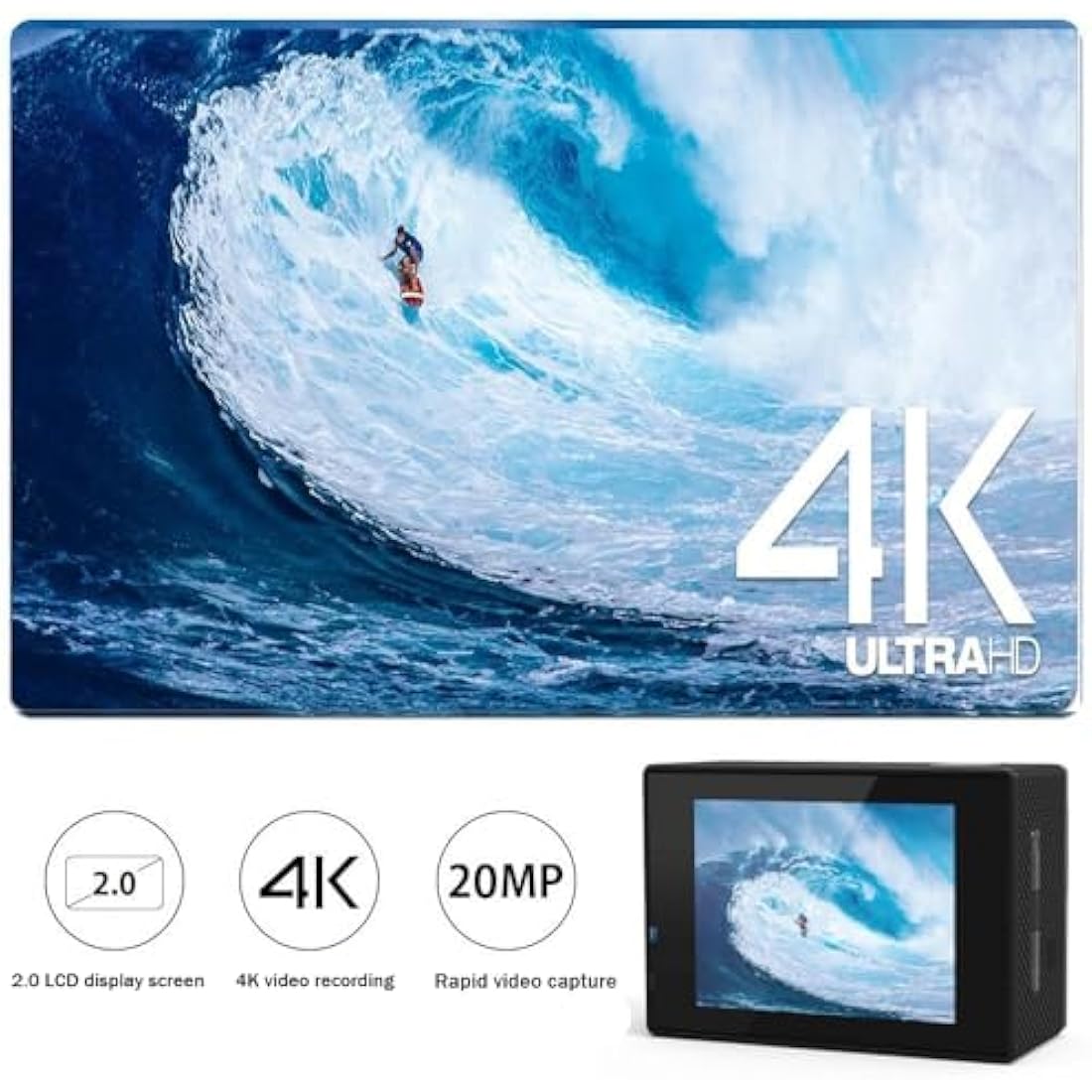 BSLVWG 4K Action Camera – 20MP Waterproof Sports Cam with Remote