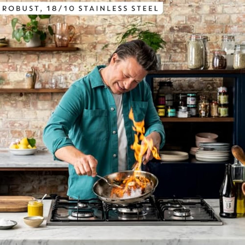 Jamie Oliver by Tefal 24cm Frying Pan | Uncoated Stainless Steel