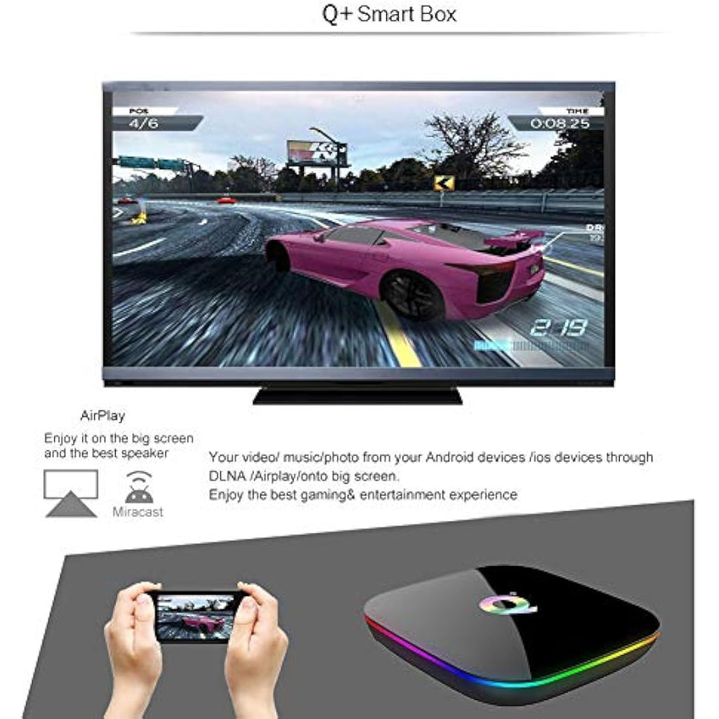 Q PLUS Android TV Box | 4GB RAM 32GB ROM 6K 3D Media Player