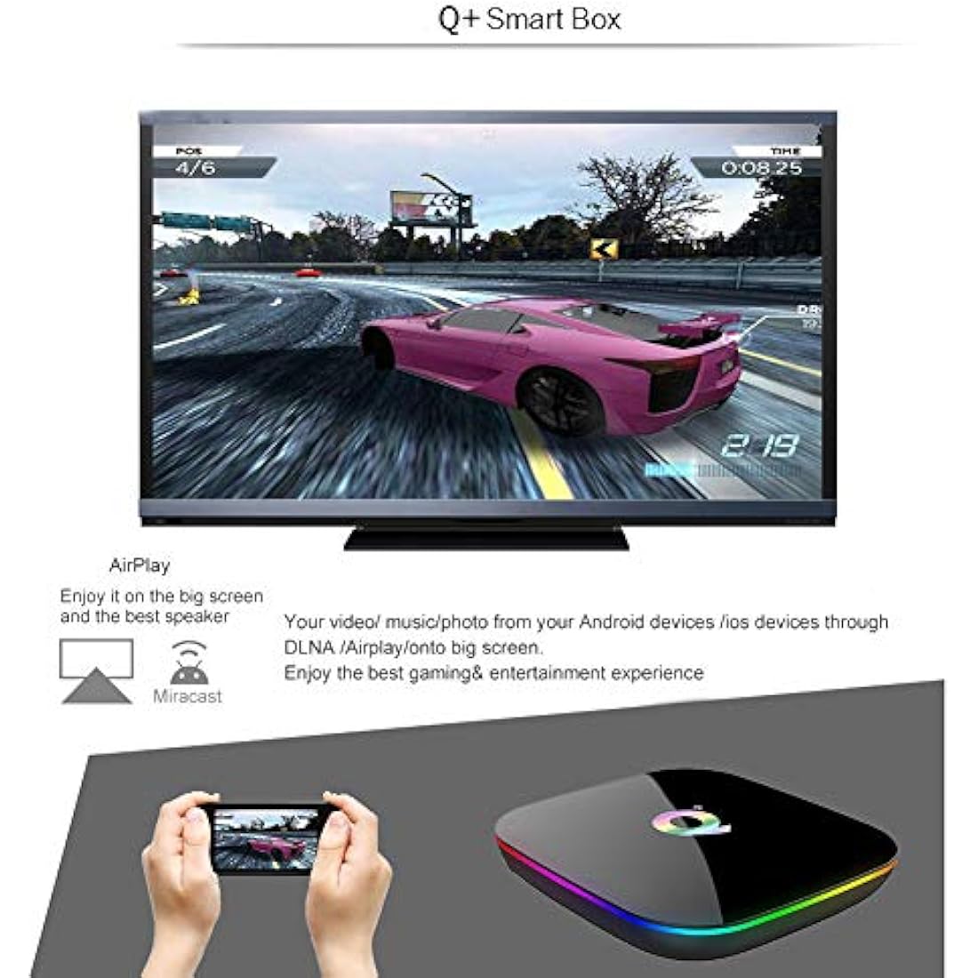Q PLUS Android TV Box | 4GB RAM 32GB ROM 6K 3D Media Player