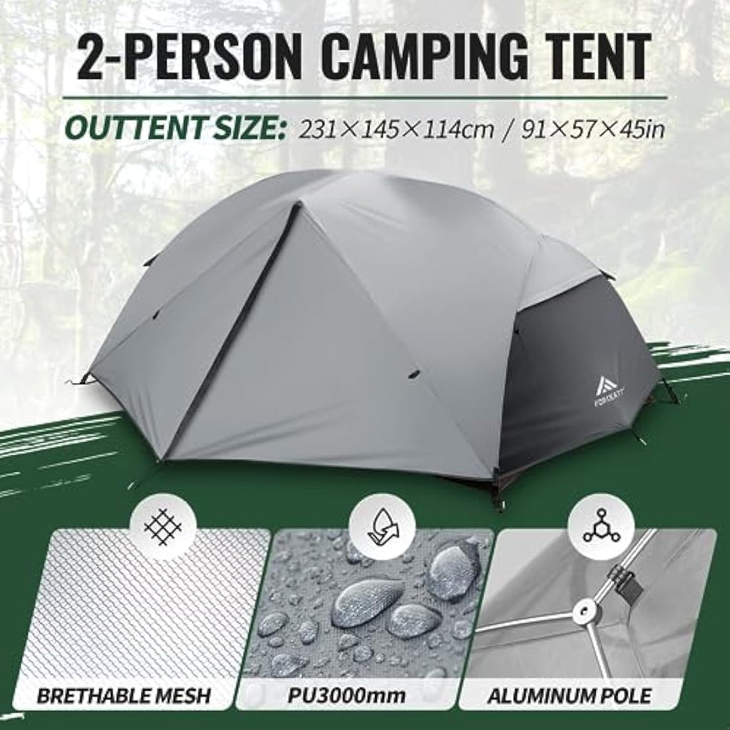 Forceatt 2-Person Camping Tent | PU3000mm Waterproof Backpacking Tent