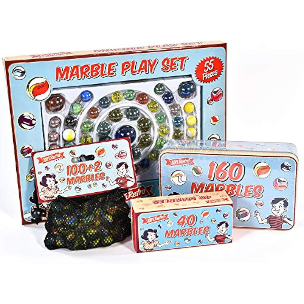KandyToys SupeRetro 160 Piece Glass Marbles in Vintage Storage Tin