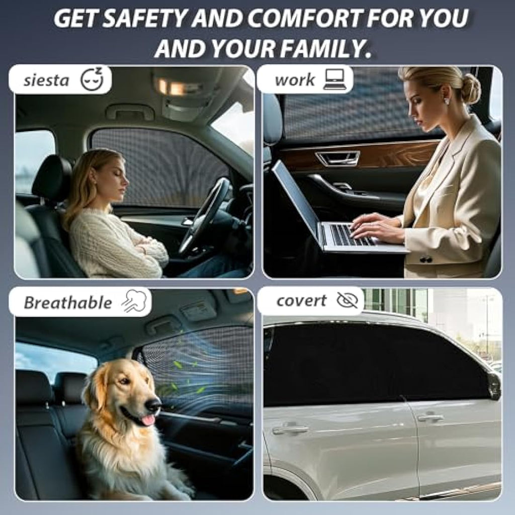 PEMOTech Car Window Shades for Baby | 2-Pack UV Protection Spandex Mesh
