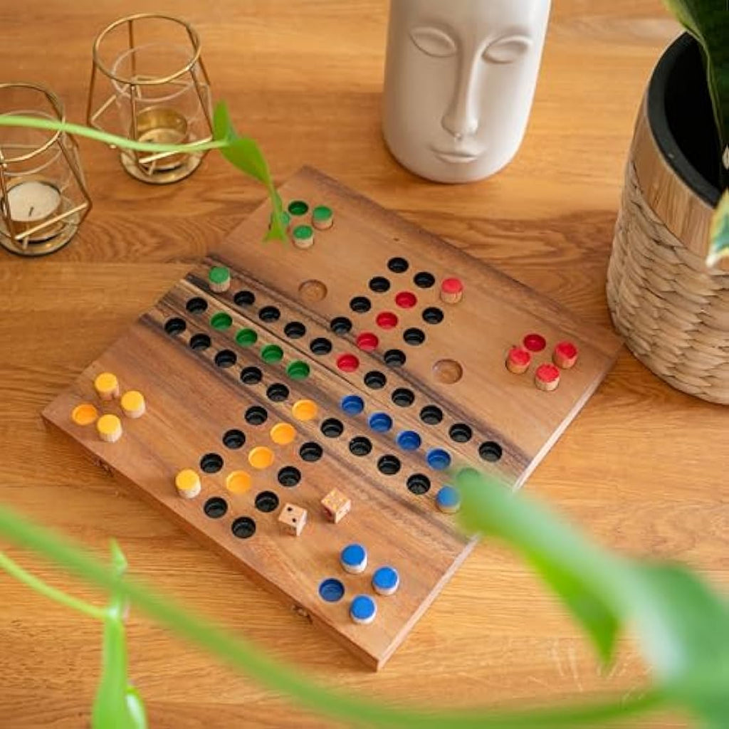 Ludo Classic Wooden Board Game – Foldable Samena Wood