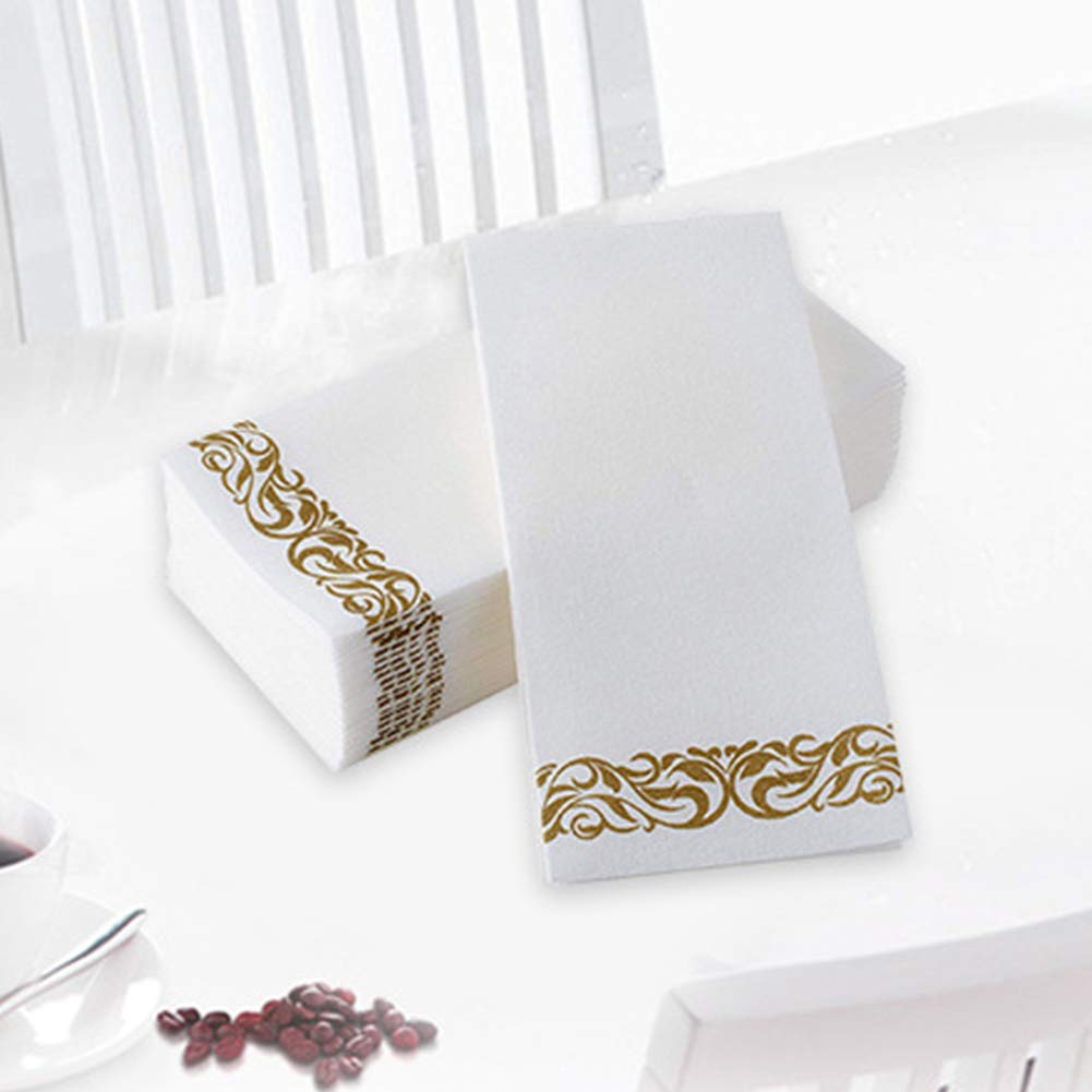 Kisbeibi 50 Disposable Guest Towels Soft and Absorbent Linen-Feel Paper Hand Towels Durable Decorative Bathroom Hand Napkins Good for Kitchen - image 4