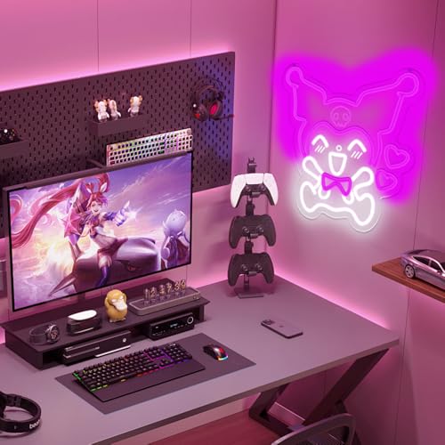 PILOYINDE Kuromi Anime Neon Sign | Purple LED Wall Light for Bedroom Decor