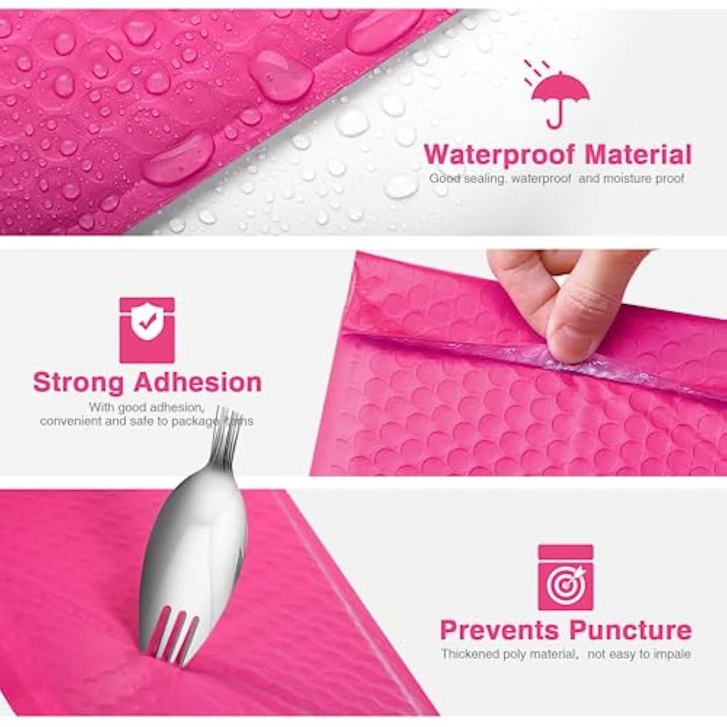 Switory Pink Bubble Mailers – 6x10 Inch Padded Poly Envelopes, 100 Pack