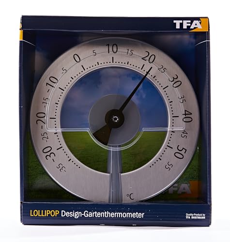 TFA Lollipop Outdoor Garden Thermometer | Aluminum Dial with Ground Spike