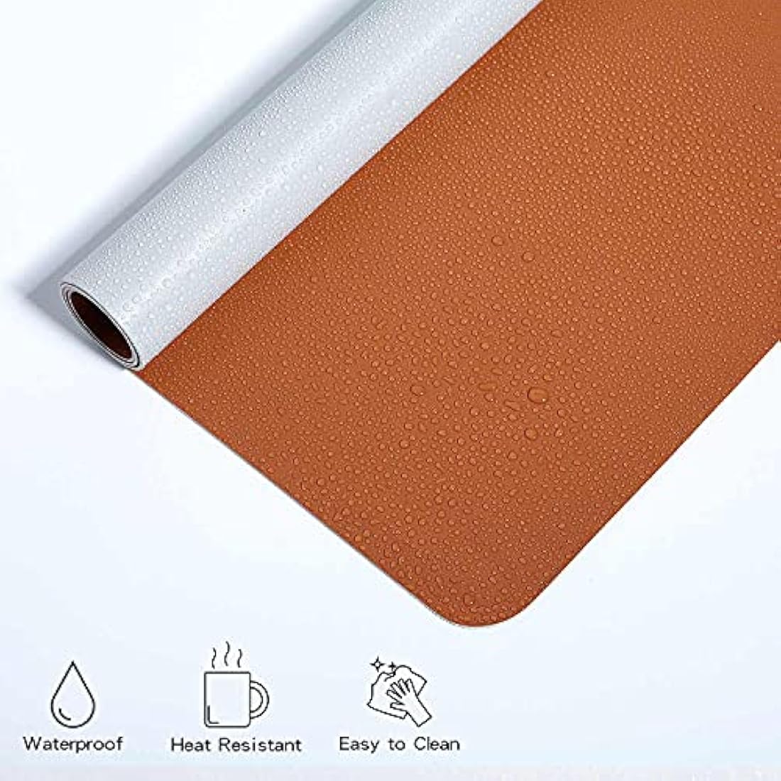 DOBAOJIA Dual-Side PU Leather Desk Pad – XXL Waterproof Mouse Mat, Brown/Grey