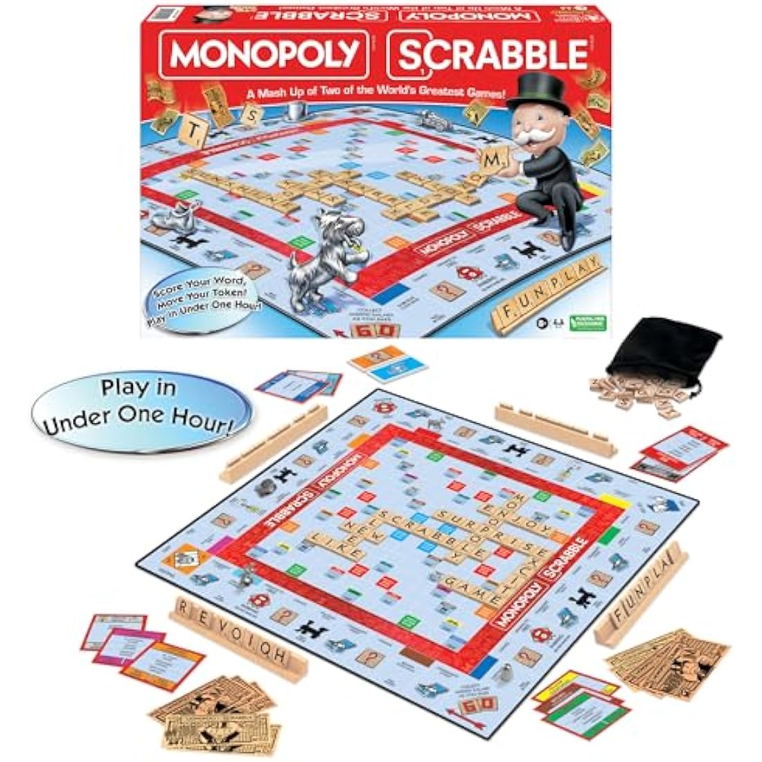Monopoly Scrabble Mashup Board Game – Fast-Play Strategy Word Game