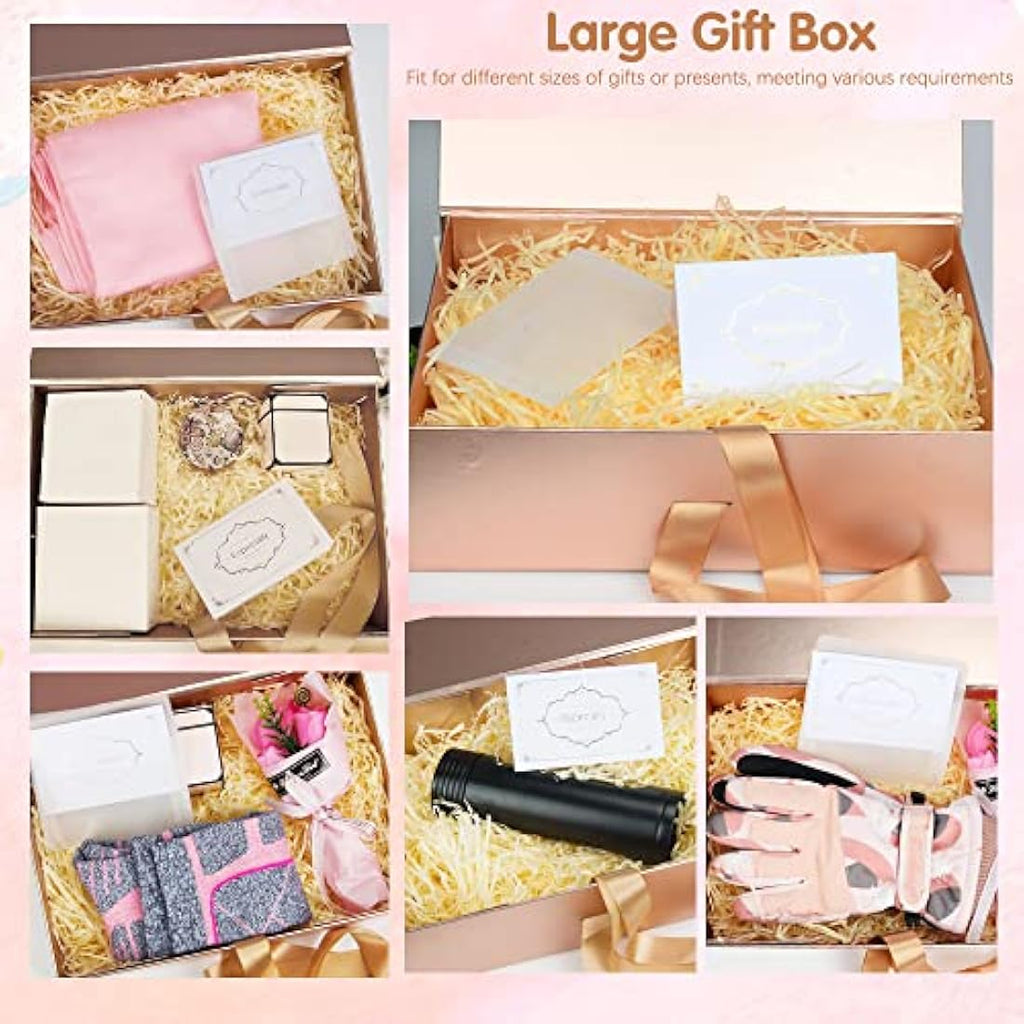 Rose Gold Magnetic Gift Box Set with Ribbon - 32x22x10cm